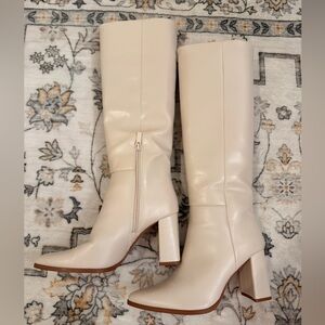 Stradivarius Cream Heeled Boots